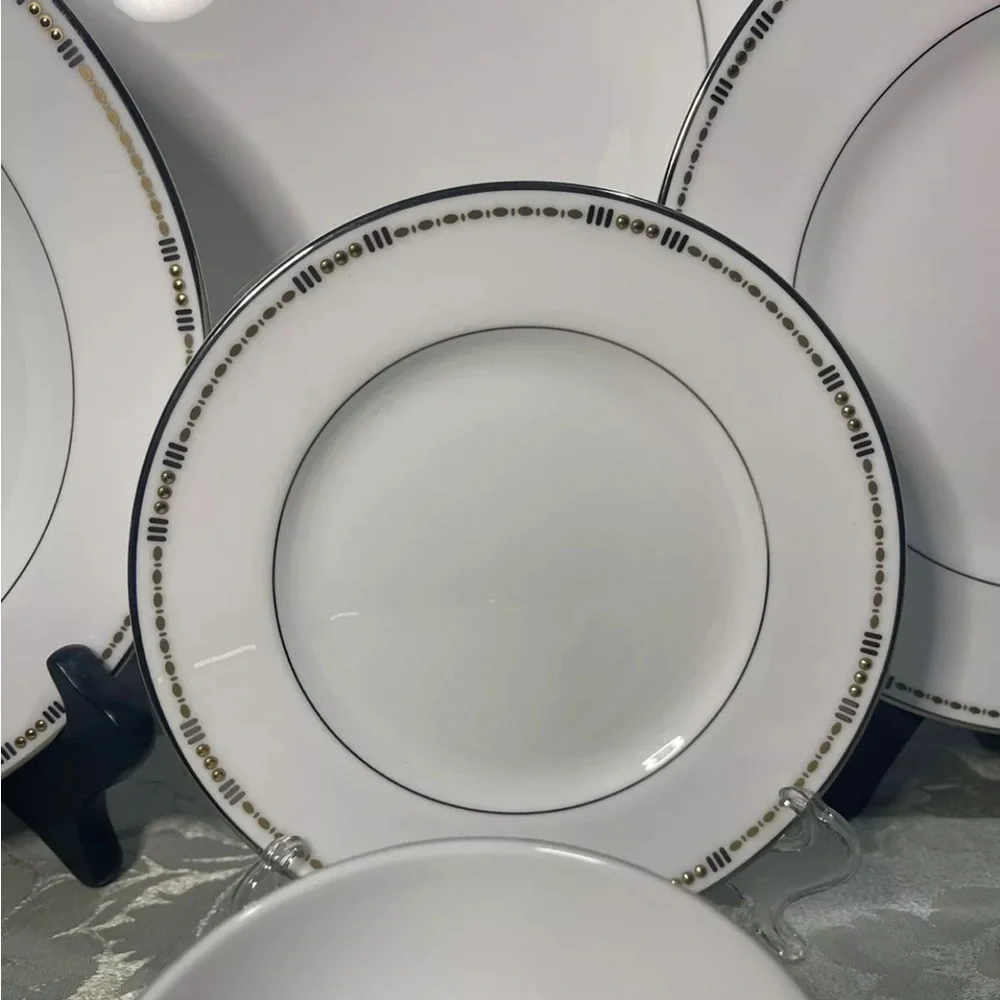 Rare Waterford‎ Crystal Basque China 6 Piece Place Setting Discontinued Vintage